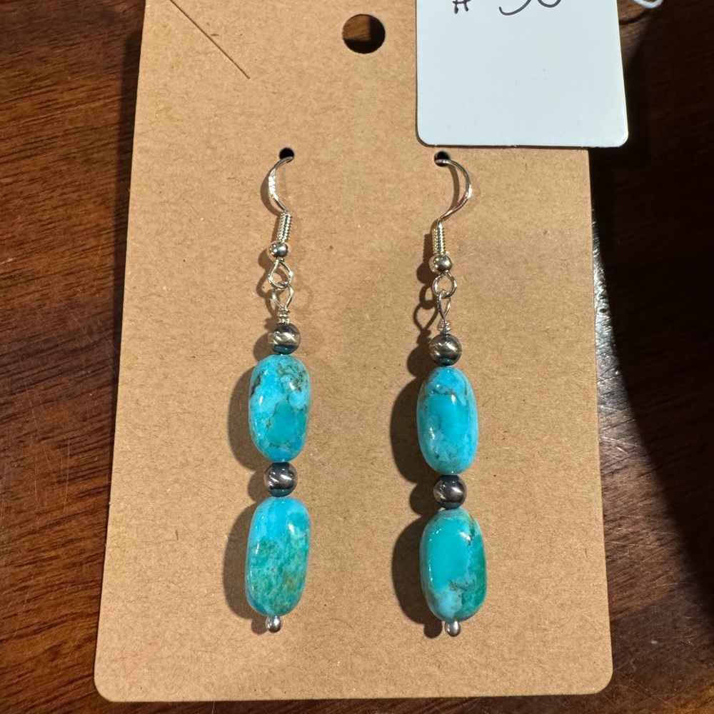 Turquoise and Sterling Silver Beaded Earrings